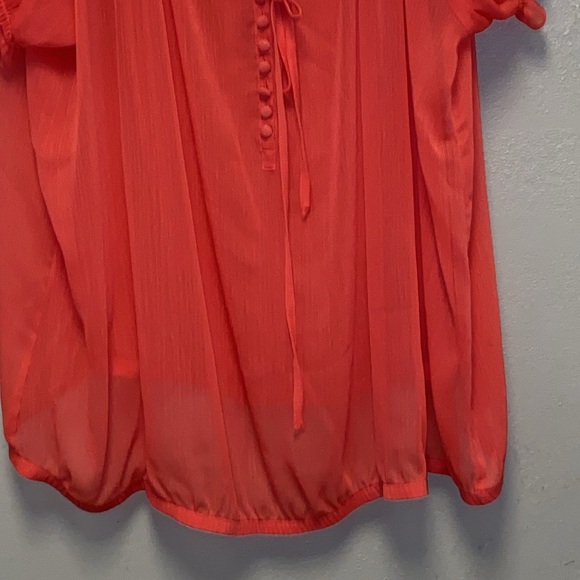 torrid Plus Size 4X Coral Sheer Boho Scoop Neck Casual Blouse 3282 - Picture 4 of 9